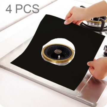 Ultra-thin Fibre Gas Furnace Stovetop Pads - 4 PCS, 27x27 cm, Black - 1