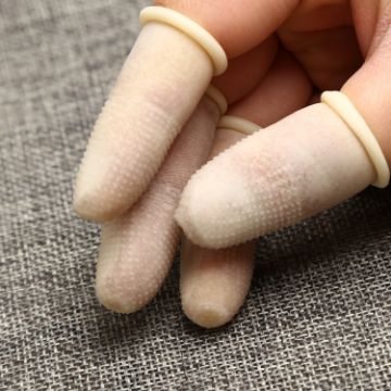 100pcs Antistatic Antislip Latex Fingertips Gloves, Size M, Khaki - 1