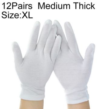 12 Pairs XL Pure Cotton Working Gloves, Medium Thickness - 1