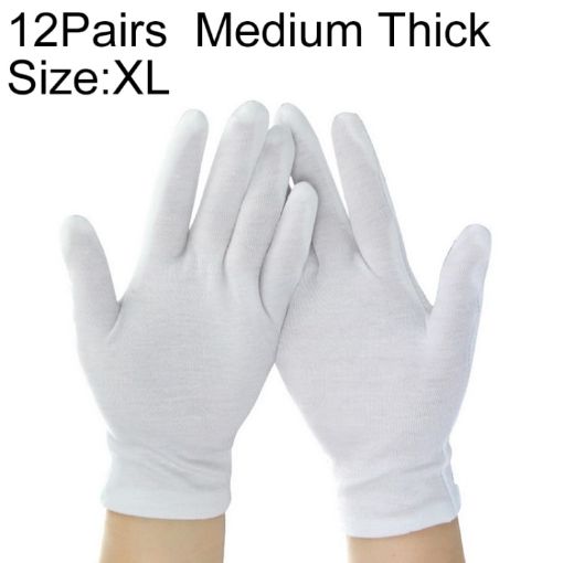 12 Pairs XL Pure Cotton Working Gloves, Medium Thickness - 1