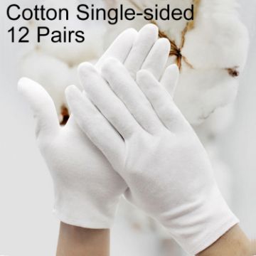 12 Pairs Cotton Labor Insurance Work Gloves, Single-sided Safety - 1