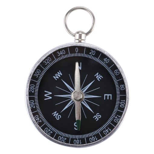Aluminum Alloy Compass with Keychain for Hiking & Camping - Random Color - 1