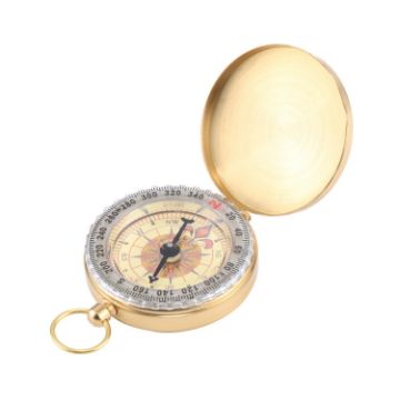 Golden Luminous Brass Pocket Compass for Camping & Hiking - Portable Guide - 1
