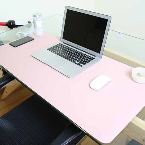 Pink Multifunction PU Leather Mouse & Keyboard Pad, 80x40cm Desk Mat - 1