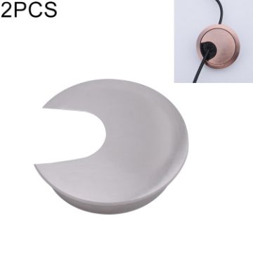 2 PCS Zinc Alloy Desk Hole Covers, 35mm Diameter, Brushed Steel - 1