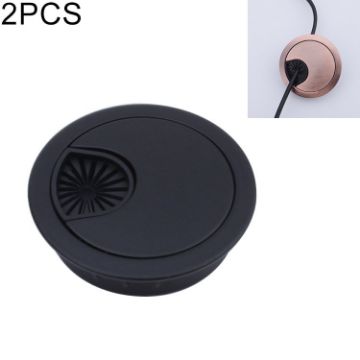 2 PCS Zinc Alloy Desk Hole Cover, 50mm Diameter, Matte Black - 1