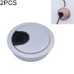 2 PCS Zinc Alloy Desk Hole Cover, 50mm Diameter, Matte Silver - 1