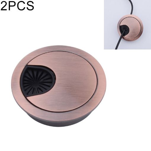 2 PCS Zinc Alloy Desk Hole Cover, 53mm Diameter, Red Bronze Finish - 1