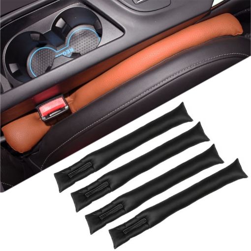 Car Seat Gap Filler Leather Pad Spacer - 4 PCS Black Accessories - 1