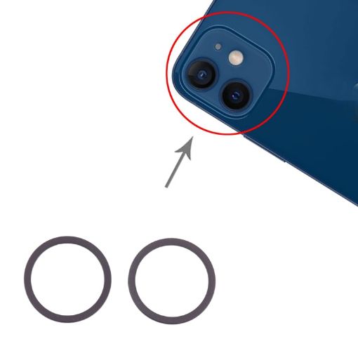 iPhone 12 Rear Camera Glass Lens Protector Ring 2 PCS (Black) - 1
