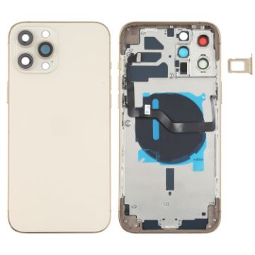 iPhone 12 Pro Max Gold Battery Back Cover with Keys & Charging Module - 1
