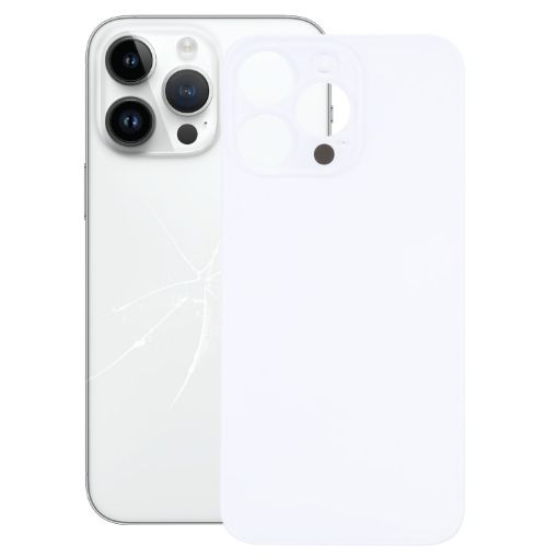 iPhone 14 Pro Silver Back Cover with Big Camera Hole Replacement Glass - 1