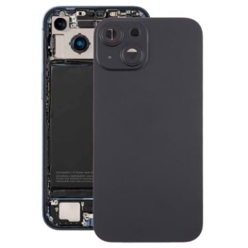 iPhone 15 Plus Glass Battery Back Cover & Camera Lens Cover - Black - 1