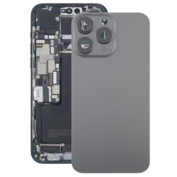 iPhone 15 Pro Max Glass Back Cover with Camera Lens (Black) - 1