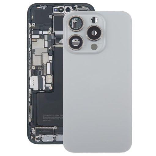 iPhone 15 Pro Max Grey Glass Battery Back Cover with Camera Lens Cover - 1