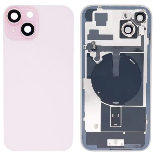 iPhone 15 Plus Pink Glass Back Cover with Flash Bracket & Wireless Charging - 1