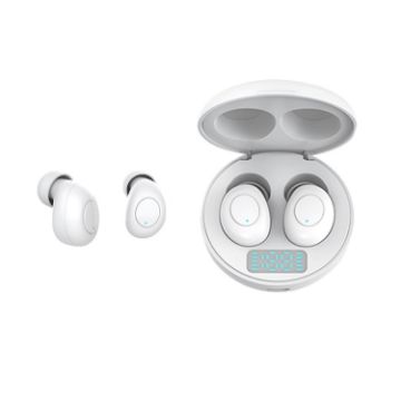 J1 TWS Bluetooth V5.0 Wireless Earphones with LED Charging Box - White - 1