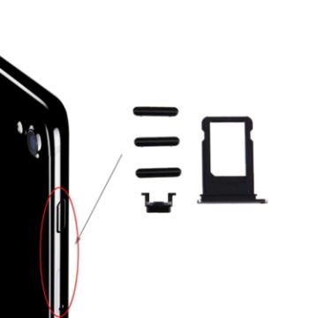 iPhone 7 Black Card Tray, Volume Control, Power Button & Mute Switch Key - 1