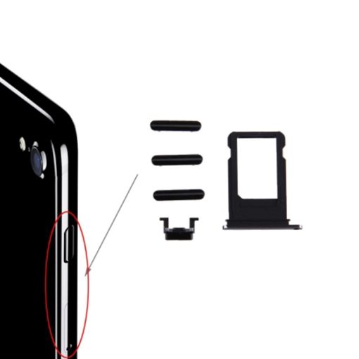 iPhone 7 Black Card Tray, Volume Control, Power Button & Mute Switch Key - 1
