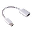 USB Female to Type-C Male OTG Cable 8.3cm Charging Data Silver - 1