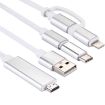 3 in 1 Micro USB, 8 Pin & Type-C to HDMI Adapter Cable - Silver, 1080P HD - 1