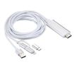 3 in 1 Micro USB, 8 Pin & Type-C to HDMI Adapter Cable - Silver, 1080P HD - 2