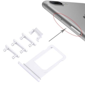iPhone 7 Plus Silver Card Tray, Volume Control, Power & Mute Switch Keys - 1