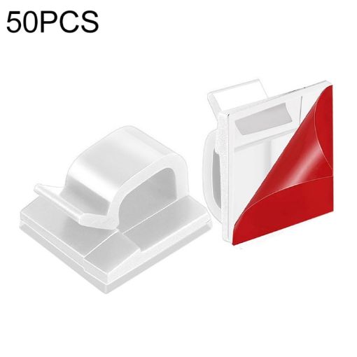 50 PCS HG2392 Desktop Data Cable Organizer Clips, Acrylic, White - 1