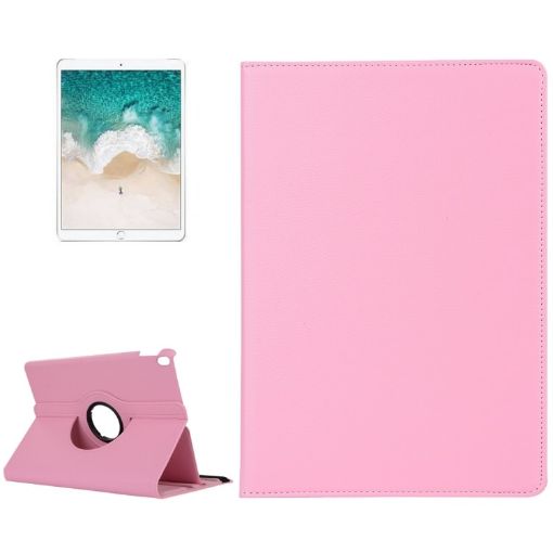 Pink Litchi Texture Leather Case for iPad Pro 10.5/Air 2019, 360 Spin - 1
