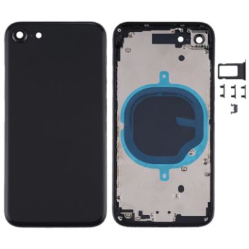 iPhone SE 2020 Black Battery Back Cover with Camera Lens & SIM Tray - 1