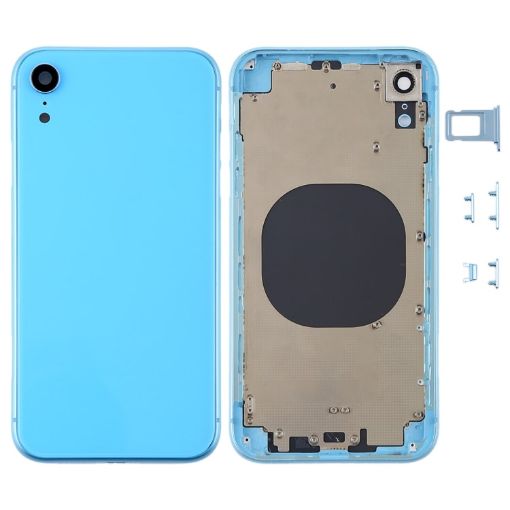 iPhone XR Blue Back Housing Cover with Camera Lens & SIM Tray & Keys - 1
