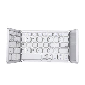 Rechargeable 64 Keys Bluetooth Keyboard with Touchpad - Silver - 1