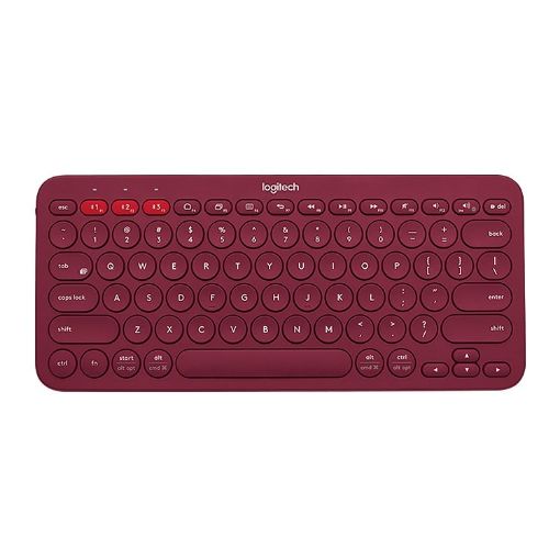 Logitech K380 Red Portable Multi-Device Wireless Bluetooth Keyboard - 1