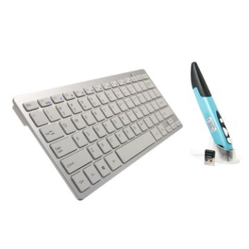 Wireless Keyboard & Optical Pen Mouse Set - KM-808, USB Receiver, White - 1