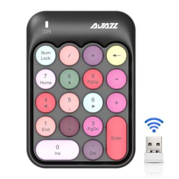 Ajazz AK18 Mini Wireless Numeric Keyboard, Mixed Color Keys, Black - 1