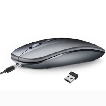 HXSJ M90 Grey Ultrathin Mute Rechargeable Dual Mode Wireless Mouse - 1