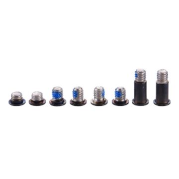 Macbook 12" A1534 Case Screws Set: 8 Pieces (2 Long, 6 Short) Black - 1