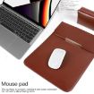 13.3" 2-in-1 Laptop Sleeve & Mouse Storage Bag - Brown PU Leather - 4