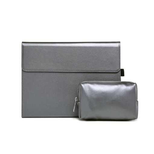 Surface Pro 7/7+ Grey Leather Case with Pen Slot & Power Supply Bag - 1