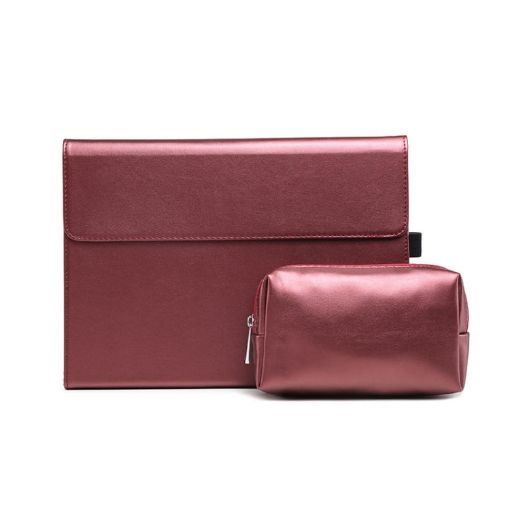 Red Leather Case with Pen Slot for Microsoft Surface Pro 7/7+ & Power Bag - 1