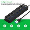 7-Port USB 3.0 Hub with Switch for PC & Laptop - High Speed Expansion - 9
