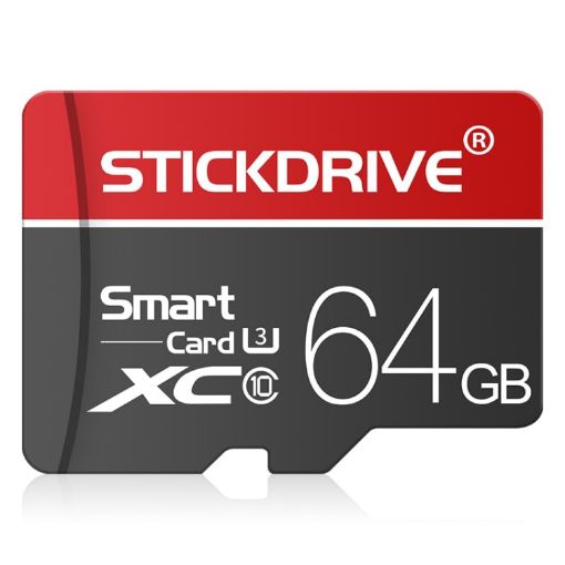 STICKDRIVE 64GB U3 TF Micro SD Memory Card - White Line Red/Black - 1