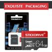 STICKDRIVE 64GB U3 TF Micro SD Memory Card - White Line Red/Black - 5
