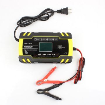 FOXSUR 12V-24V Car Motorcycle Truck AGM Battery Charger, US Plug - 1