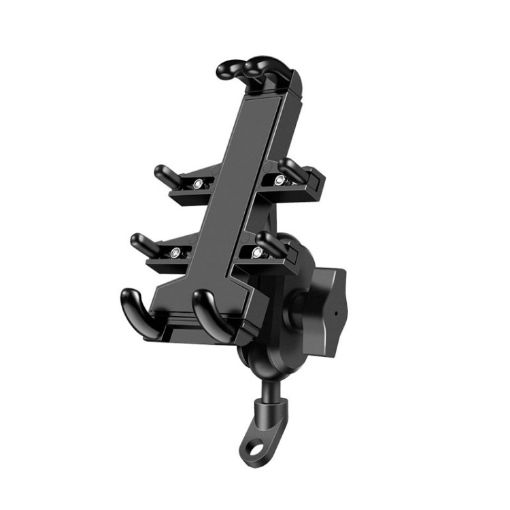 Motorcycle Phone Bracket: Tilt Rearview Mirror Ball-Head, Aluminum, Eight-Jaw - 1