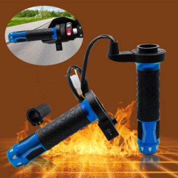 12V Blue Heated Motorcycle Scooter Aluminum Alloy Hand Grip Cover - 1