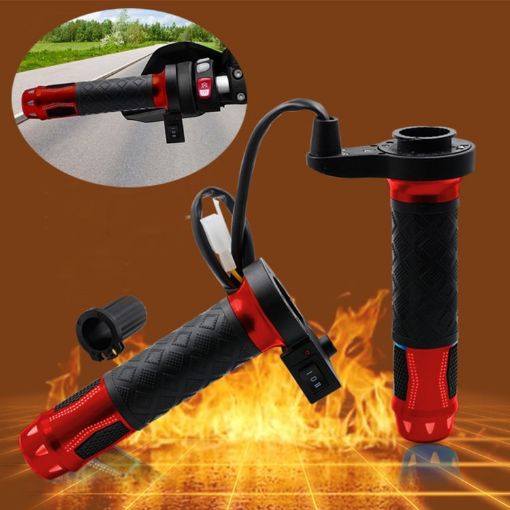 12V Red Heated Grip Handlebar for Motorcycle Scooter - CS-764A1 Aluminum - 1