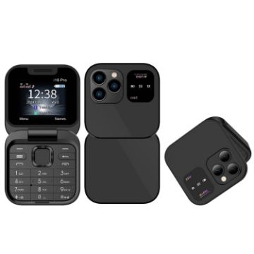 SERVO i16 Pro Mini Flip Phone, 1.77", Dual SIM, Bluetooth, FM, GSM, Black - 1