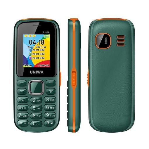 UNIWA E1808 Elder Keypad Phone, 1.77" Display, Triple SIM, 2G, Green - 1