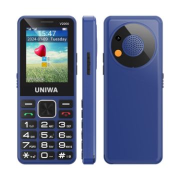 UNIWA V2000 Elder Phone, 2.4" Unisoc T107, 1700mAh, 4G, SOS, US Plug - 1